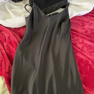 Black midi slip dress